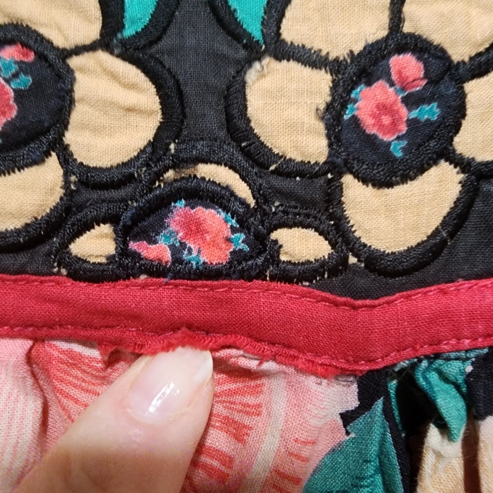 Vintage Starina Dress Dark Floral Cotton Modest Embroidered Women's size Small - Picture 5 of 10